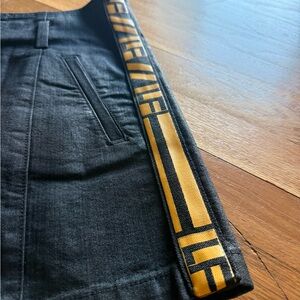 LF Black Mini Skirt with Yellow Logo Side Tape and Front Zip